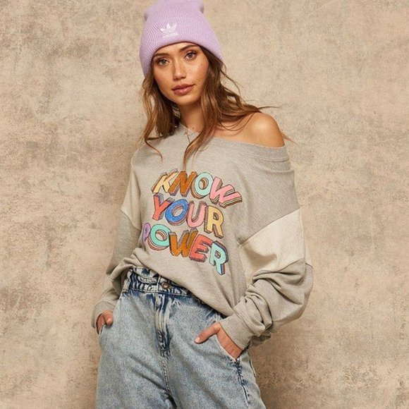 French Terry Knit Sweatshirt - Know Your Power - Picture 1 of 2